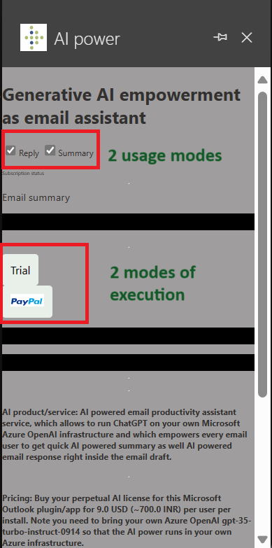 2.2 Select trial or purchase AI plugin